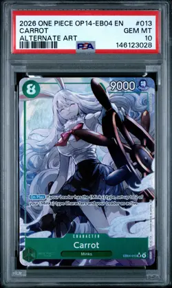 2026 ONE PIECE OP14-EB04-THE AZURE SEA'S SEVEN ALTERNATE ART #013 CARROT PSA 10 - Image 1