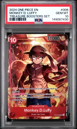 2024 ONE PIECE PROMOS TREASURE BOOSTERS SET #006 MONKEY D. LUFFY PSA 10 - Image 1