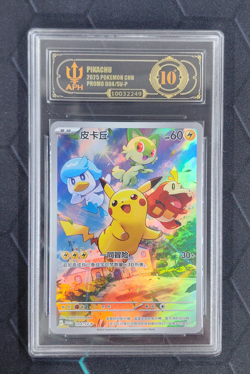 APH 10 Pokemon Pikachu Holo Promo 004/SV-P Chinese Pokemon TCG Card - Image 1