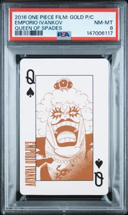 2016 ONE PIECE FILM: GOLD PLAYING CARDS QUEEN OF SPADES EMPORIO IVANKOV PSA 8 - Image 1