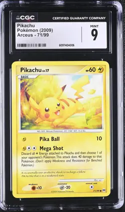 CGC 9 Pikachu 71/99 Arceus Pokemon Card - Image 1