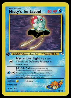 Pokemon Card - Misty's Tentacool Gym Heroes 32/132 Rare 1st Edition - Image 1
