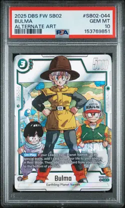 2025 DRAGON BALL SUPER CARD GAME FUSION WORLD MANGA BOOSTER 02 BULMA PSA 10 - Image 1
