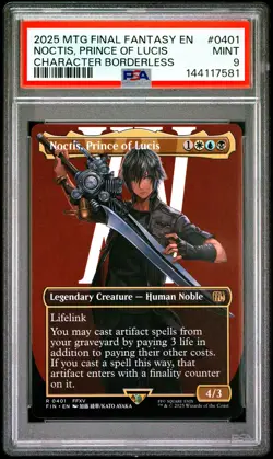 2025 MTG FINAL FANTASY CHARACTER BORDERLESS #0401 NOCTIS, PRINCE OF LUCIS PSA 9 - Image 1