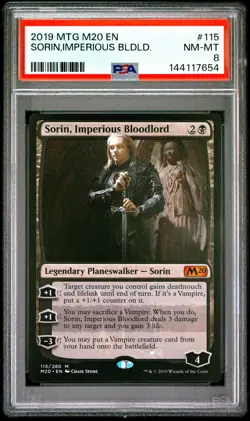2019 MTG CORE SET 2020 #115 SORIN, IMPERIOUS BLOODLORD PSA 8 - Image 1