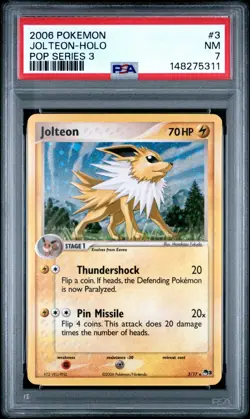 2006 Pokemon Pop Series 3 Jolteon-Holo #3 NM 7 *NEWLY GRADED w/ AMAZING SWIRL* - Image 1
