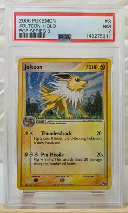 2006 Pokemon Pop Series 3 Jolteon-Holo #3 NM 7 *NEWLY GRADED w/ AMAZING SWIRL* - Image 4