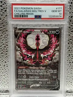 2021 POKEMON SWORD & SHIELD CHILLING REIGN FULL ART/GALARIAN MOLTRES V PSA 10 - Image 1