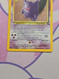 Gengar 5/62 Fossil Holo WOTC Unlimited Pokemon Tcg 1999 MP - Image 4