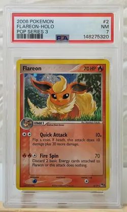 2006 Pokemon Pop Series 3 Flareon-Holo #2 NM 7 *NEWLY GRADED* - Image 3