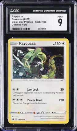 2020 POKEMON BLACK STAR PROMOS COSMOS HOLO #SWSH029 RAYQUAZA CGC 9 - Image 1