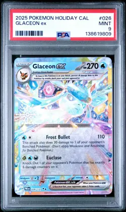 2025 POKEMON HOLIDAY CALENDAR #026 GLACEON EX PSA 9 - Image 1