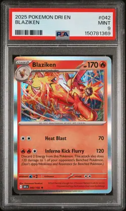 2025 POKEMON DRI EN-DESTINED RIVALS #042 BLAZIKEN PSA 9 - Image 1