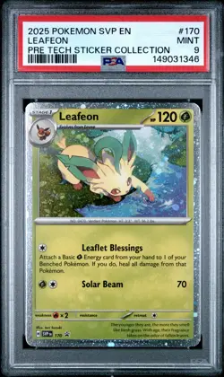 2025 POKEMON PRISMATIC EVOLUTIONS TECH STICKER COLLECTION LEAFEON PSA 9 - Image 1