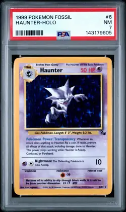 1999 POKEMON FOSSIL #6 HAUNTER-HOLO PSA 7 - Image 1