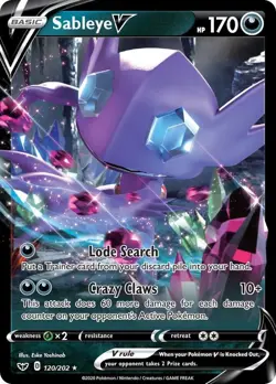 Sableye V 120/202 Holo V Rare Sword & Shield Pokemon Near Mint - Image 1