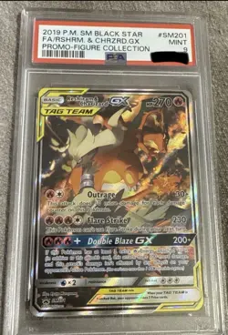 Pokemon Reshiram & Charizard GX Figure Coll. Full Art Promo SM201 PSA 9 Mint - Image 1