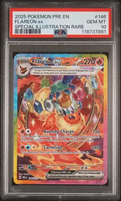 2025 POKEMON PRE EN-PRISMATIC EVOLUTIONS #146 FLAREON EX PSA 10 - Image 1