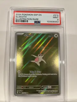 2024 POKEMON SSP EN-SURGING SPARKS ILLUSTRATION RARE #212 SLAKOTH PSA 9 - Image 2