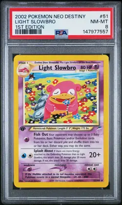 2002 POKEMON NEO DESTINY 1ST EDITION #51 LIGHT SLOWBRO PSA 8 - Image 1