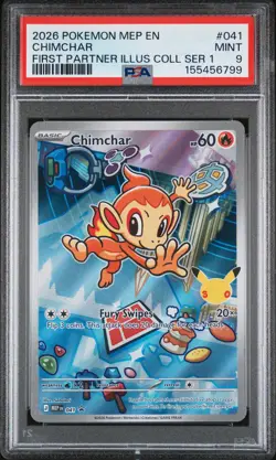 2026 POKEMON MEP EN-ME BLACK STAR PROMO #041 CHIMCHAR PSA 9 - Image 1