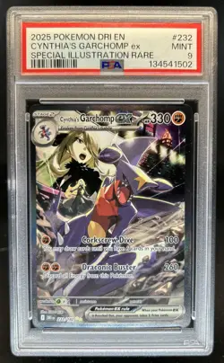 2025 Pokemon Destined Rivals Cynthia's Garchomp ex #232/182 PSA 9 - Image 1