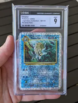 Pokemon Legendary Collection Reverse Holo Omastar #58/110 CGC 9 MINT - Image 1