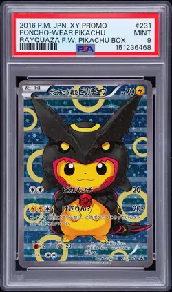 2016 POKEMON JAPANESE XY PROMO #231 PONCHO-WEARING PIKACHU PSA 9 - Image 1