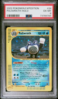 2002 Pokemon TCG Expedition Poliwrath - Holo #24 PSA 6 Ex-Mt - Image 1