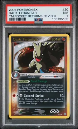 2004 POKEMON EX TEAM ROCKET RETURNS #20 DARK TYRANITAR-REVERSE FOIL PSA 7 - Image 1