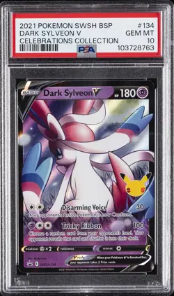 2021 POKEMON SWSH BLACK STAR PROMO CELEBRATIONS COLLECTION DARK SYLVEON V PSA 10 - Image 1