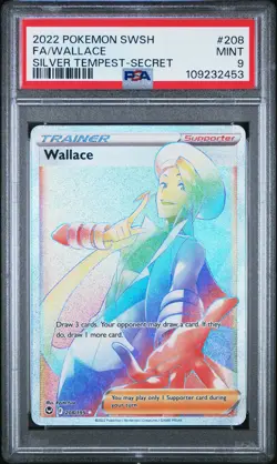 2022 POKEMON SWORD & SHIELD SILVER TEMPEST SECRET #208 FULL ART/WALLACE PSA 9 - Image 1