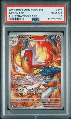2024 POKEMON TWM EN-TWILIGHT MASQUERADE | ILLUSTRATION RAREINFERNAPE 173 PSA 10 - Image 1