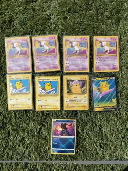Pokemon Card Lot Vintage Mew Black Star Promo x4 + Surfing Pikachu + Radiant - Image 1