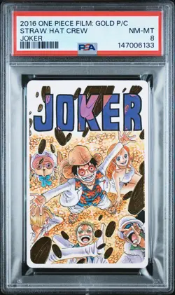 2016 ONE PIECE FILM: GOLD PLAYING CARDS JOKER STRAW HAT CREW PSA 8 - Image 1
