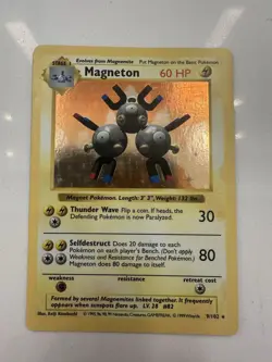 Pokemon TCG Magneton Base Set Holo Shadowless Card 9/102 LP+ - Image 2
