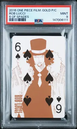 2016 ONE PIECE FILM: GOLD PLAYING CARDS 6 OF SPADES ROB LUCCI PSA 9 - Image 1