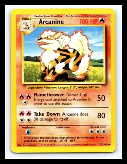 💥 ARCANINE Non Holo Foil - Pokemon TCG 1999 Base Set Vintage Card # 23/102 - Image 1