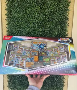 POKEMON PRISMATIC EVOLUTIONS LUCARIO EX AND TYRANITAR EX PREMIUM COLLECTION - Image 1