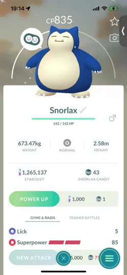 Pokemon Go (Stage 33) Shiny Snorlax ( 56 Shinys ) ( 1.2 M stardust ) - Image 2