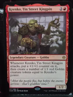 Krenko, Tin Street Kingpin 137 Rare War of the Spark Magic: The Gathering NM - Image 1