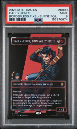 2026 MTG TMNT BORDERLESS PIXEL SURGE FOIL #90 CASEY JONES BACK ALLEY BRUTE PSA 9 - Image 1
