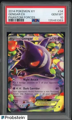 2014 Pokemon XY Phantom Forces #34 Gengar EX PSA 10 GEM MINT - Image 1
