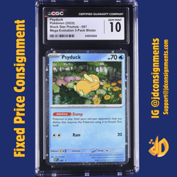CGC 10 - Psyduck 007 MEP Black Star Promo Pokemon Mega Evolution 3-Pack Blisters - Image 1