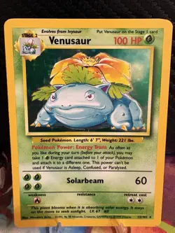 Pokemon Venusaur 15/102 Base Set Holo WOTC MP - Image 1