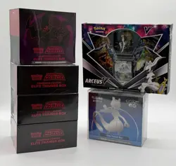Pokemon LOT (4) Astral Radiance PC ETB (1)Pokemon GO ETB (1) Arceus V Figure Box - Image 1