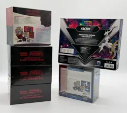 Pokemon LOT (4) Astral Radiance PC ETB (1)Pokemon GO ETB (1) Arceus V Figure Box - Image 2