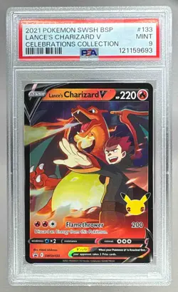 9693 Lance's Charizard V 2019 Pokemon SW & SH Black Star Promos #SWSH133 PSA 9 - Image 1