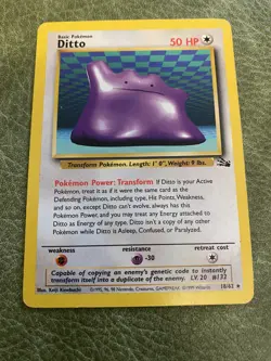 Ditto Fossil 18/62 Pokemon Unlimited Regular Rare WOTC Vintage Pokemon - Image 1