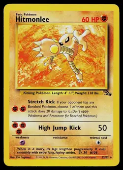 Pokemon Card - Hitmonlee Fossil 22/62 Unlimited Rare - Image 1